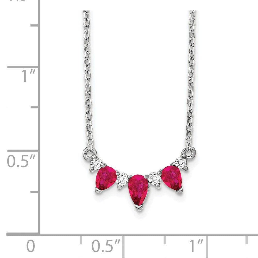 14k White Gold Ruby and Real Diamond 18 inch Necklace