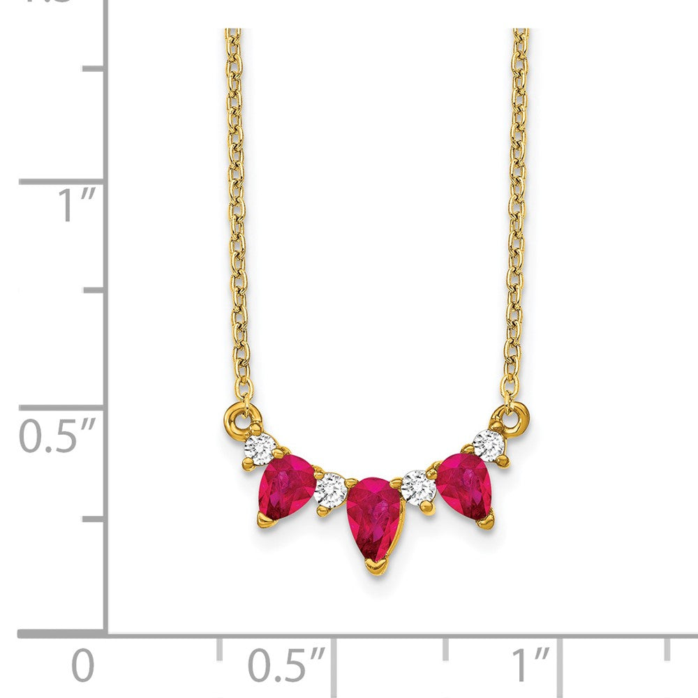 14K Yellow Gold Ruby and Real Diamond 18 inch Necklace