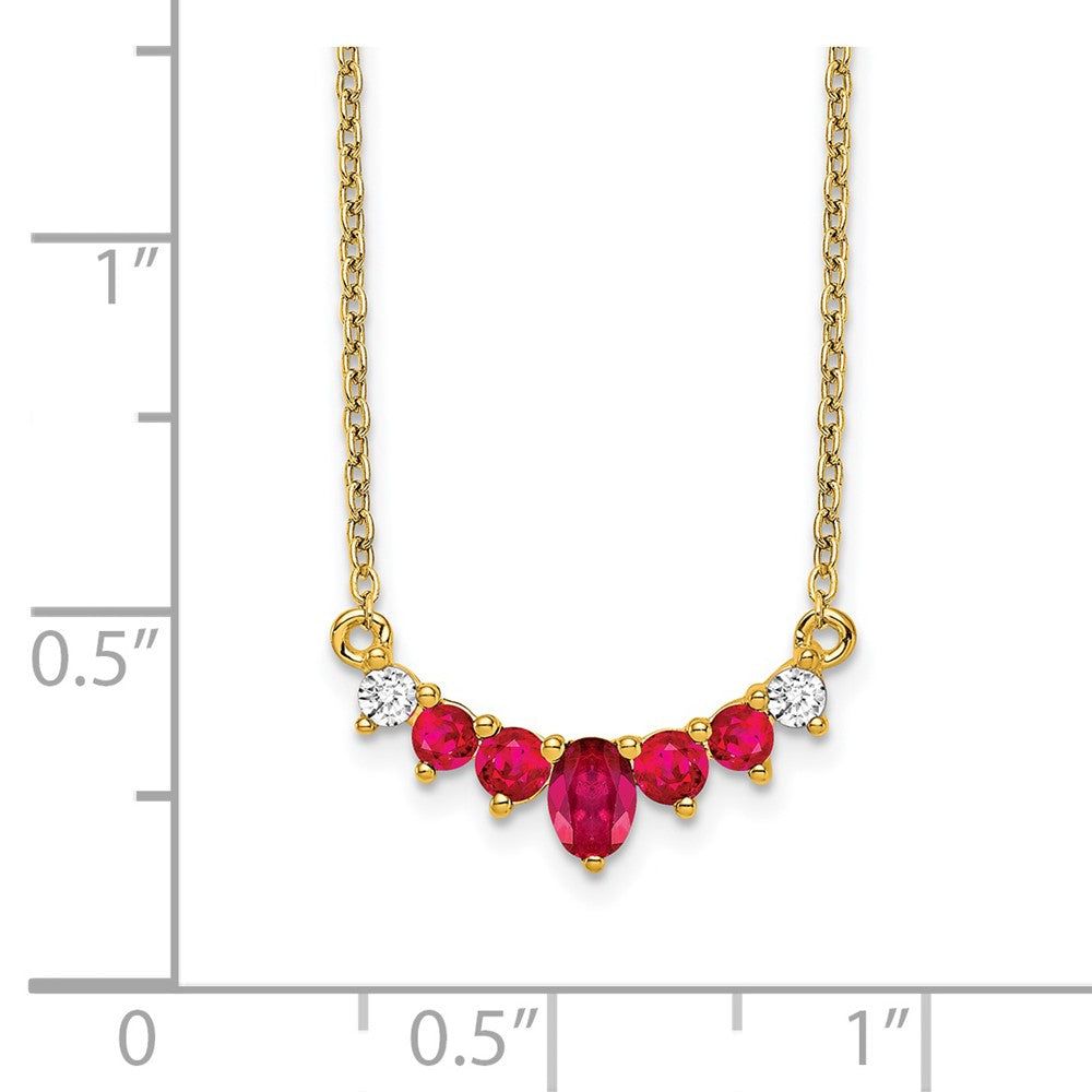 14K Yellow Gold Ruby and Real Diamond 18 inch Necklace