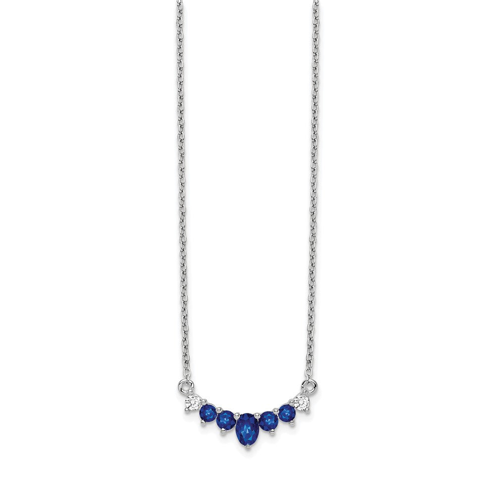 14k White Gold Sapphire and Real Diamond 18 inch Necklace