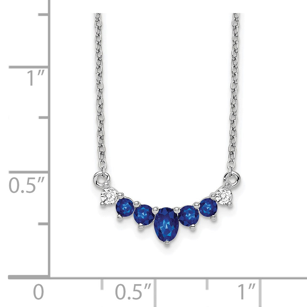 14k White Gold Sapphire and Real Diamond 18 inch Necklace