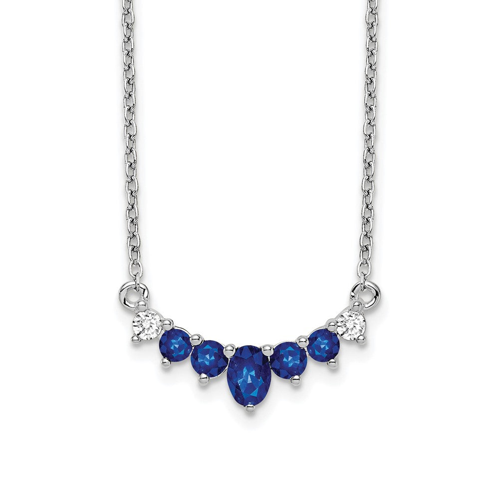 14k White Gold Sapphire and Real Diamond 18 inch Necklace