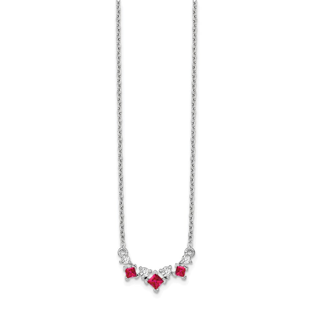 14k White Gold Ruby and Real Diamond 18 inch Necklace