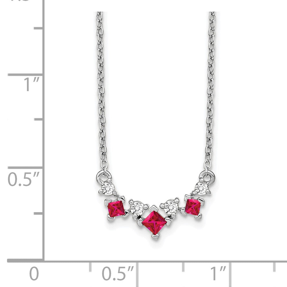 14k White Gold Ruby and Real Diamond 18 inch Necklace