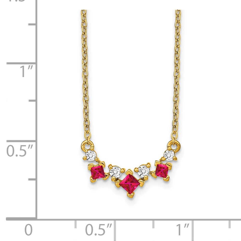 14K Yellow Gold Ruby and Real Diamond 18 inch Necklace