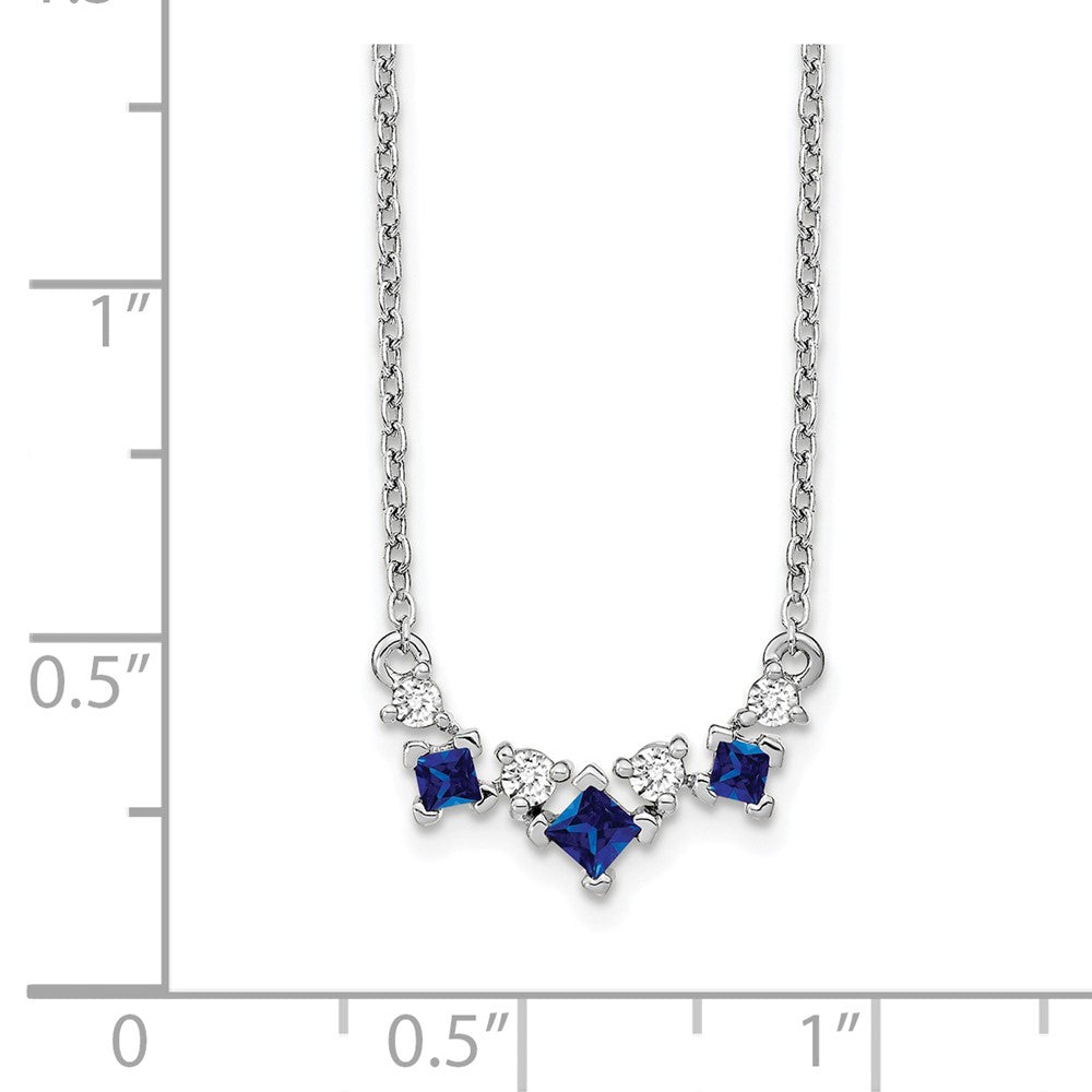 14k White Gold Sapphire and Real Diamond 18 inch Necklace