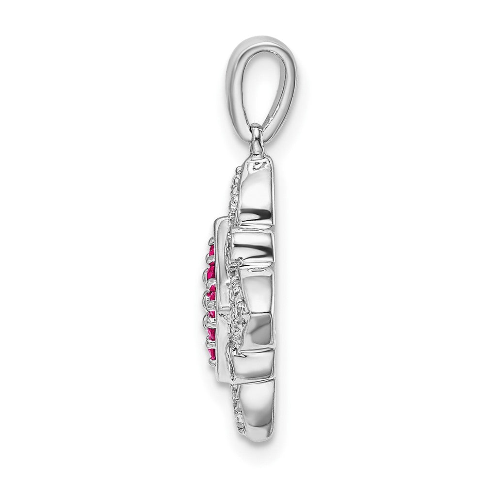 14k White Gold Ruby and Real Diamond Vintage Pendant