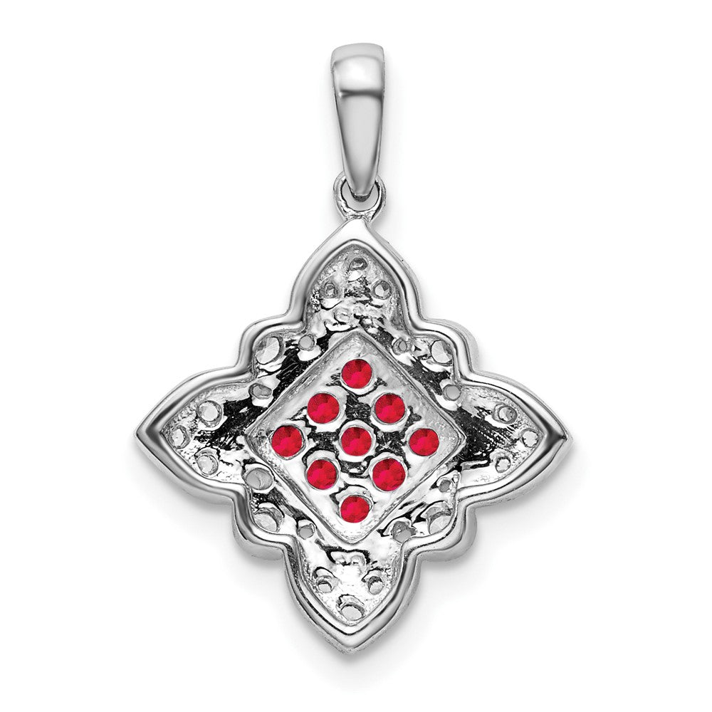 14k White Gold Ruby and Real Diamond Vintage Pendant