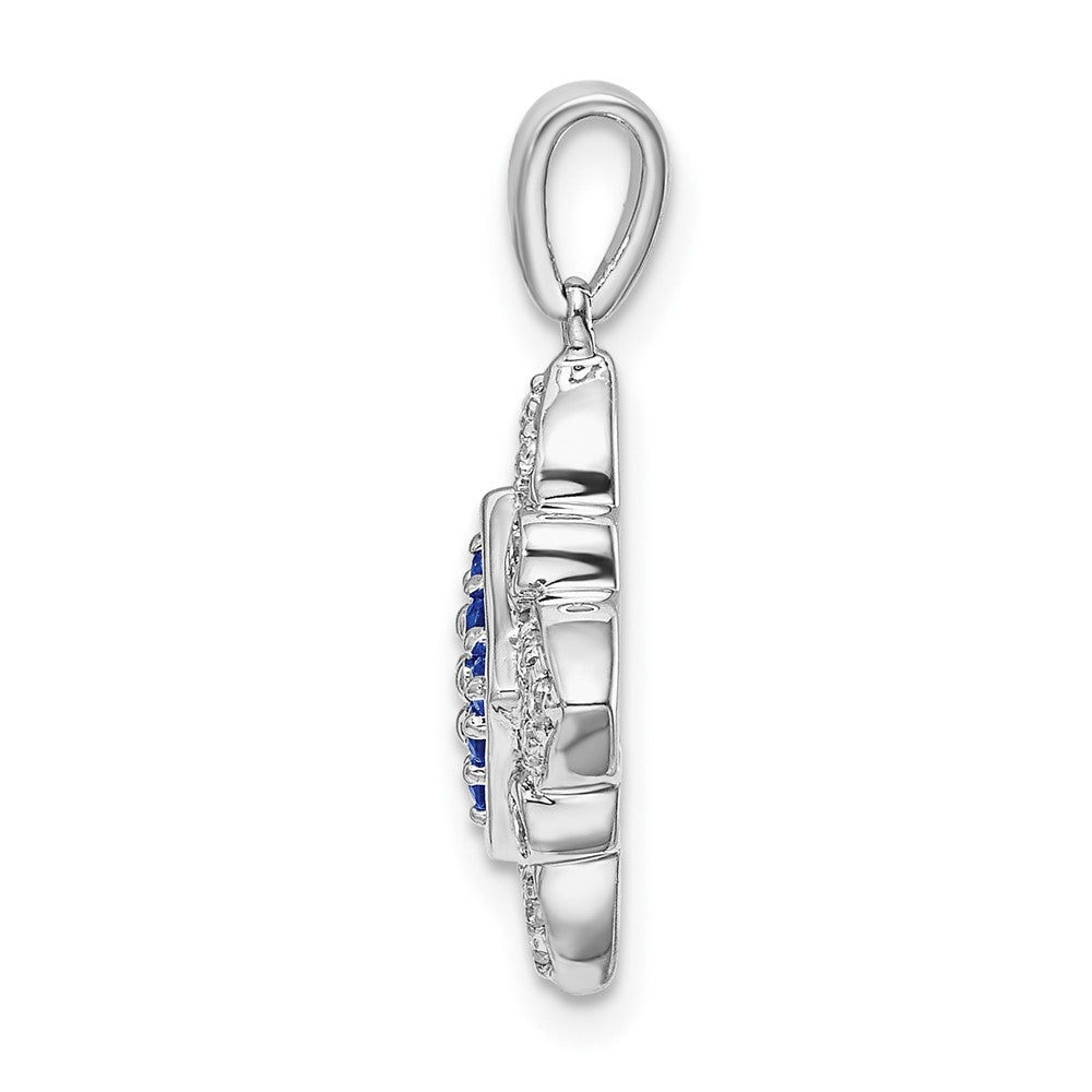 14k White Gold Sapphire and Real Diamond Vintage Pendant