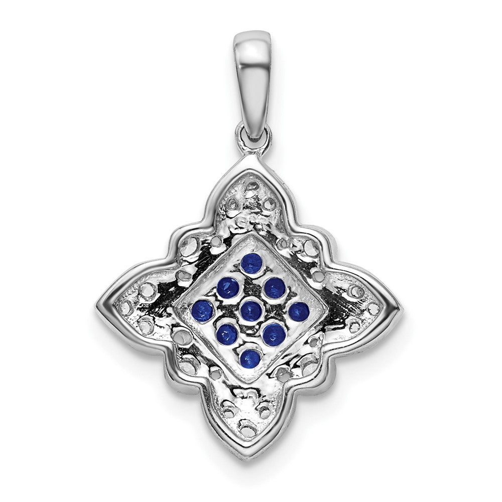 14k White Gold Sapphire and Real Diamond Vintage Pendant