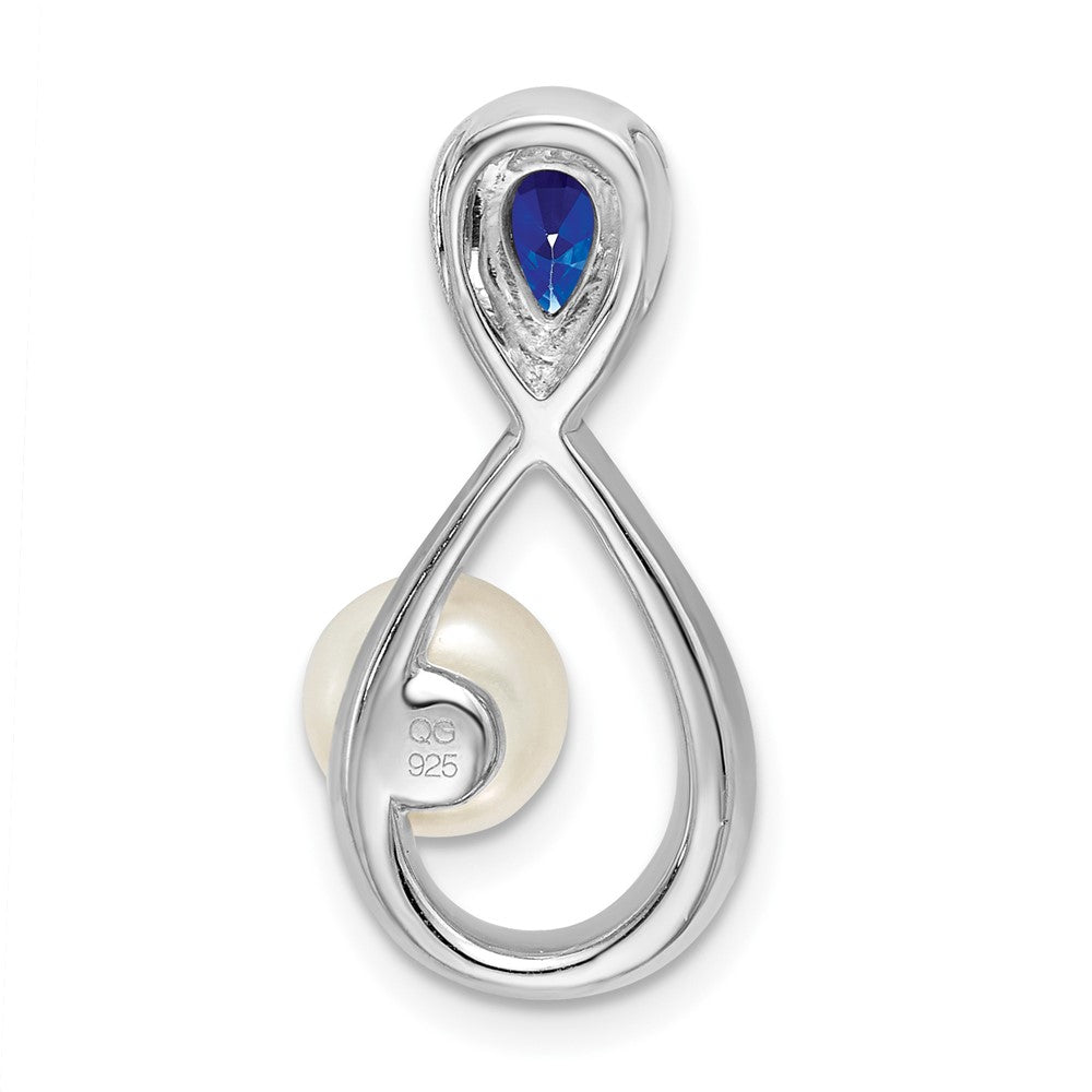 14k White Gold Sapphire/FWC Pearl/Real Diamond Infinity Chain Slide