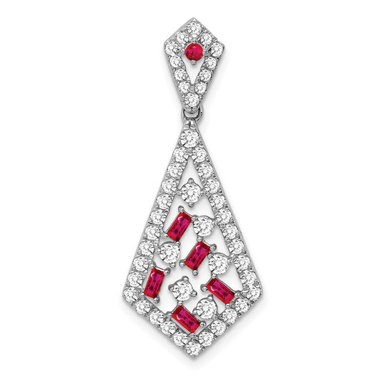 14k White Gold Ruby and Real Diamond Chain Slide