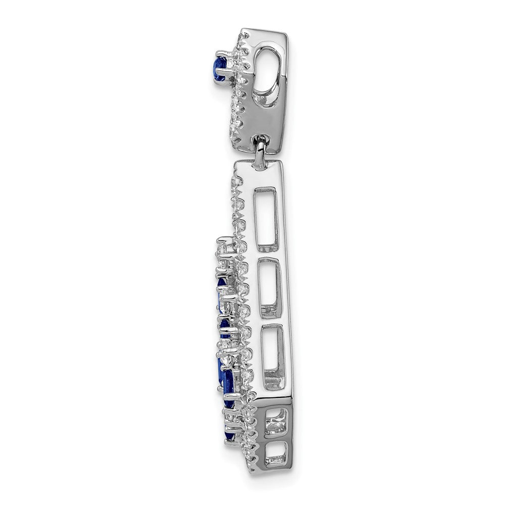 14k White Gold Sapphire and Real Diamond Chain Slide