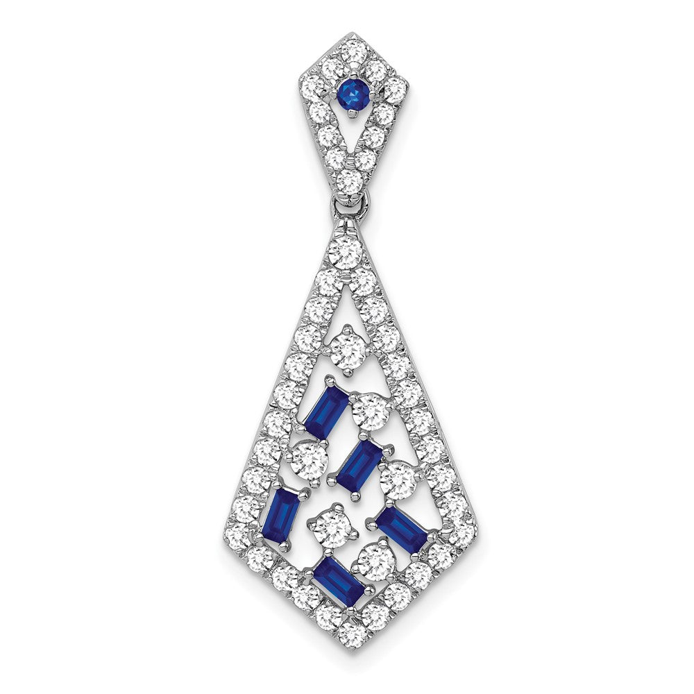 14k White Gold Sapphire and Real Diamond Chain Slide