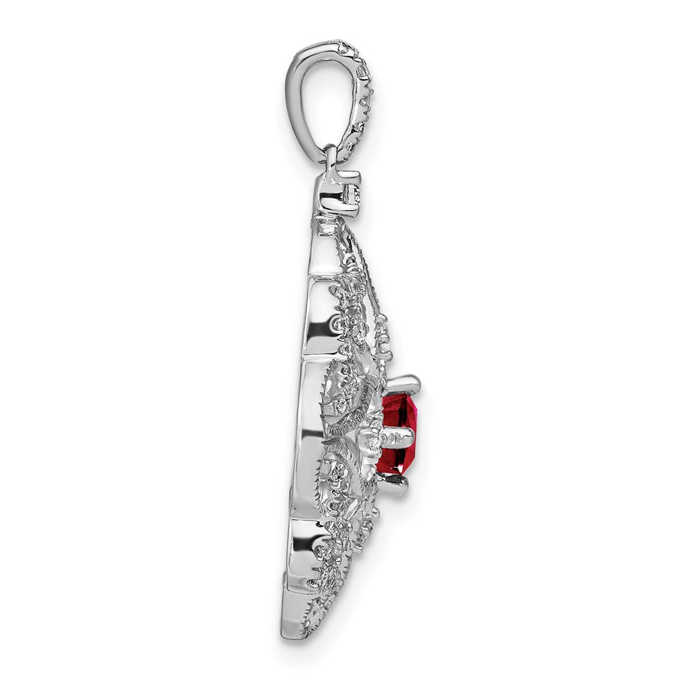 14k White Gold Ruby and Real Diamond Pendant