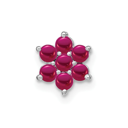 14k White Gold Ruby Floral Chain Slide