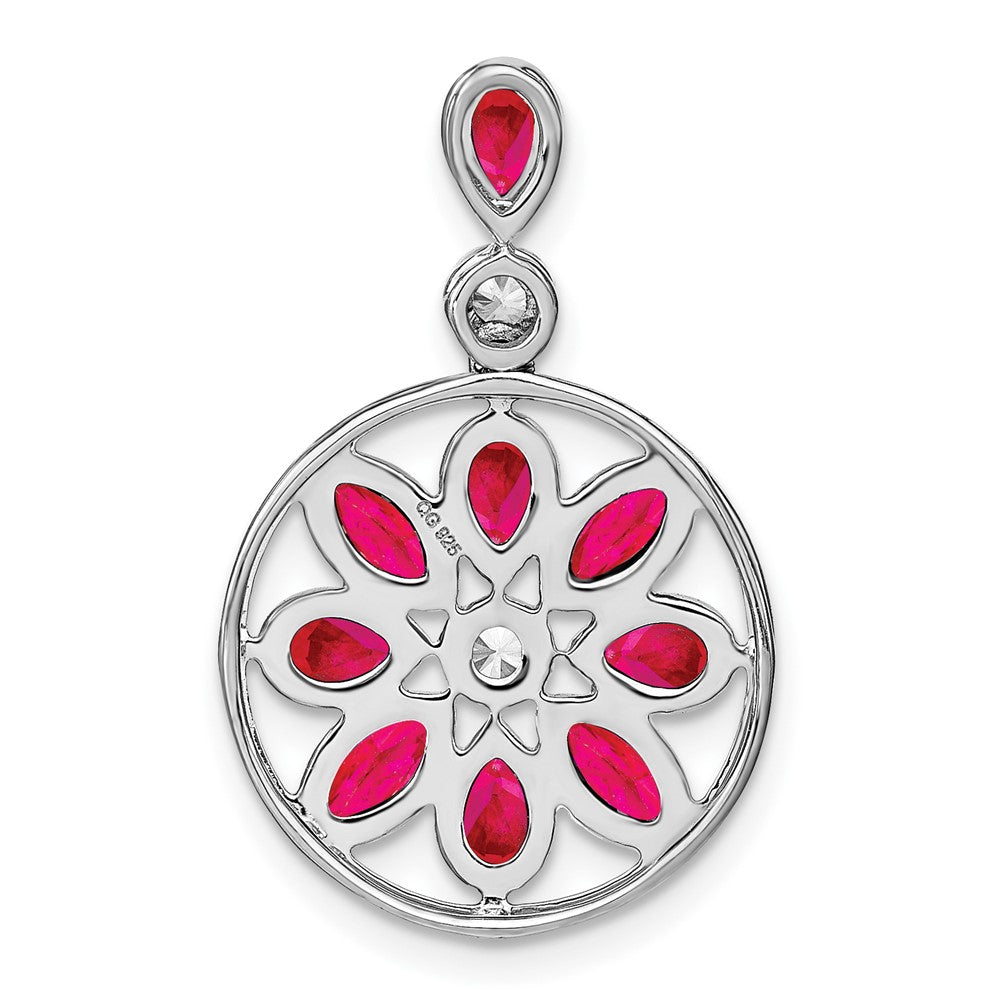 14k White Gold Ruby and Real Diamond Pendant