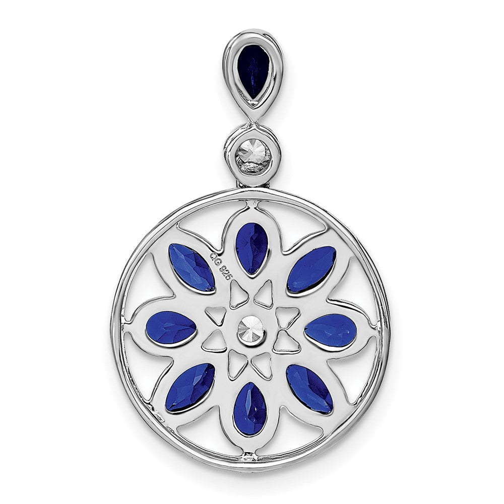 14k White Gold Sapphire and Real Diamond Pendant