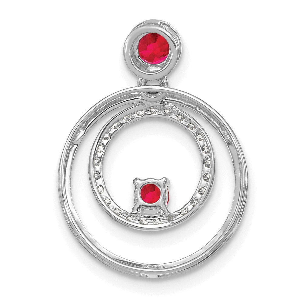 14k White Gold Ruby and Real Diamond Circles Pendant