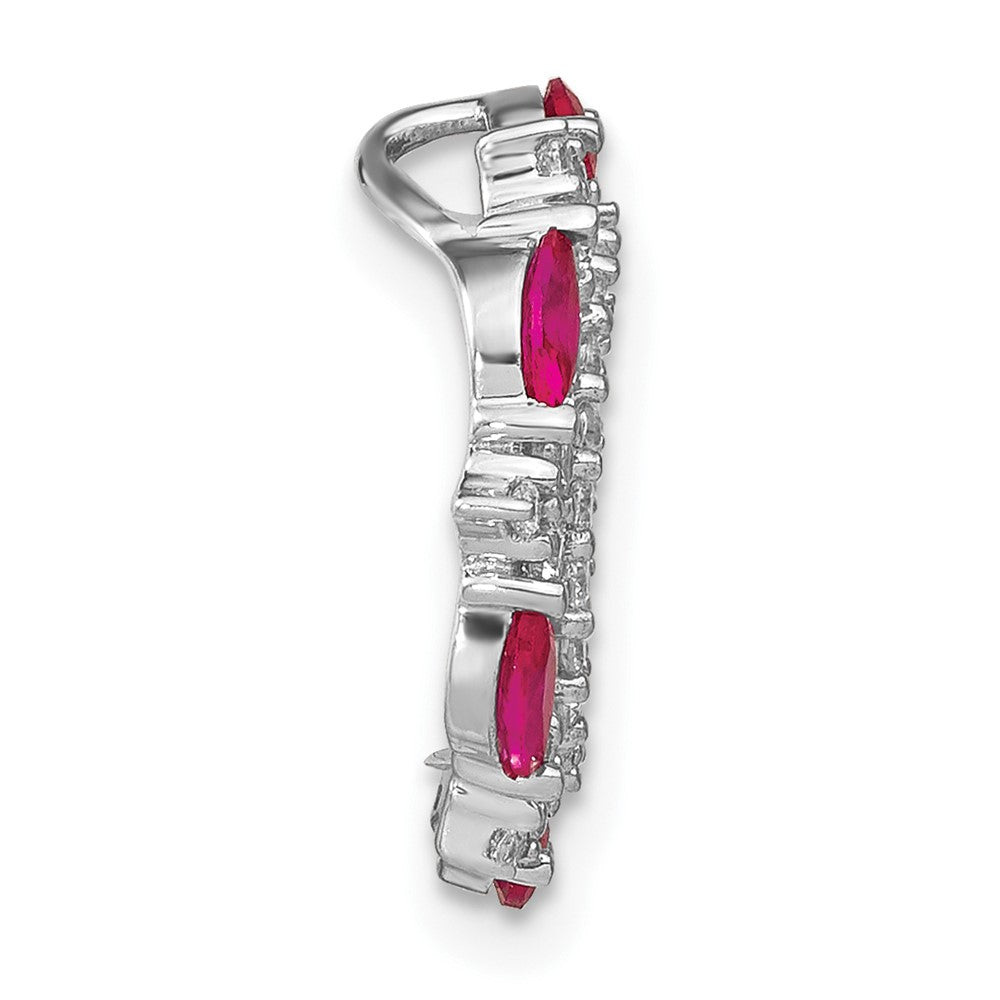 14k White Gold Ruby and Real Diamond Circle Chain Slide