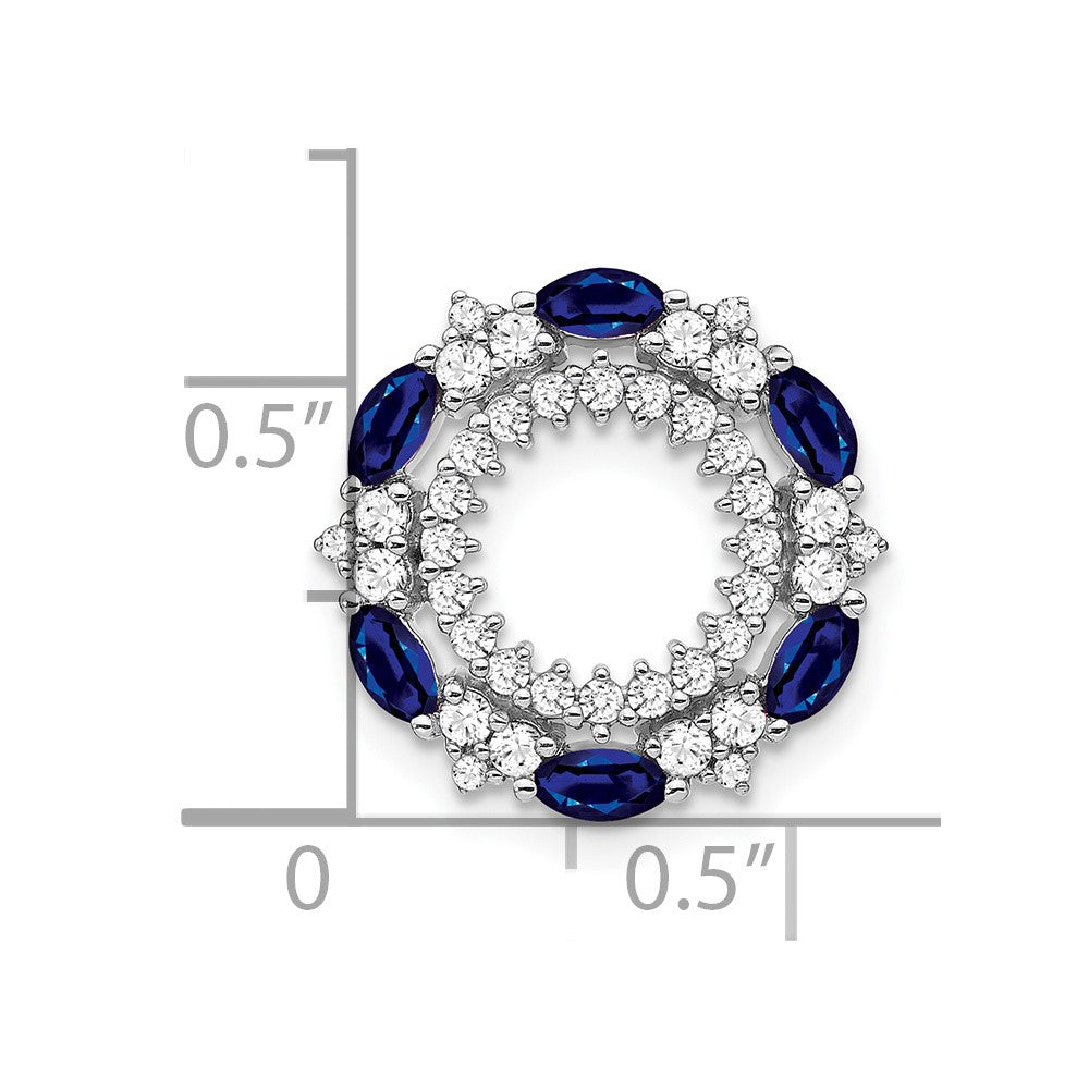 14k White Gold Sapphire and Real Diamond Circle Chain Slide