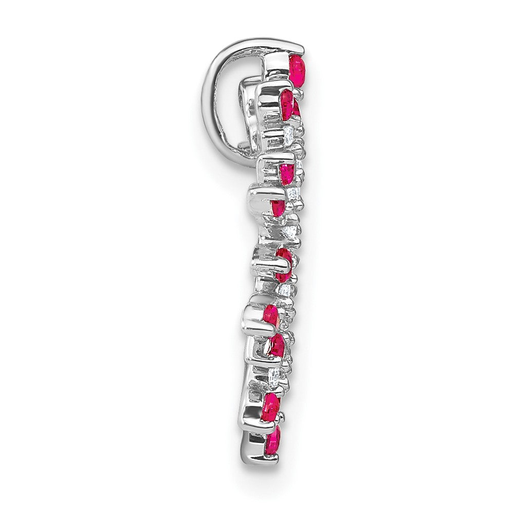 14k White Gold Ruby and Real Diamond Snowflake Chain Slide