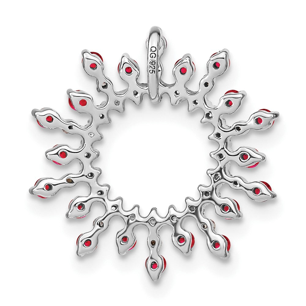 14k White Gold Ruby and Real Diamond Snowflake Chain Slide