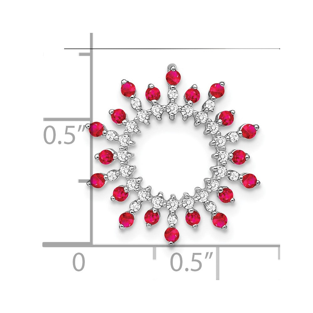 14k White Gold Ruby and Real Diamond Snowflake Chain Slide