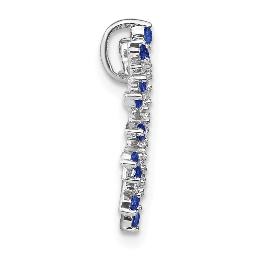 14k White Gold Sapphire and Real Diamond Snowflake Chain Slide