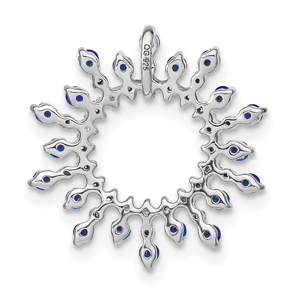 14k White Gold Sapphire and Real Diamond Snowflake Chain Slide