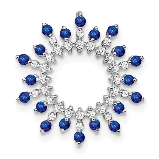 14k White Gold Sapphire and Real Diamond Snowflake Chain Slide