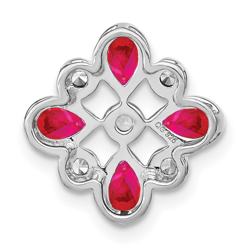 14k White Gold Ruby and Real Diamond Chain Slide