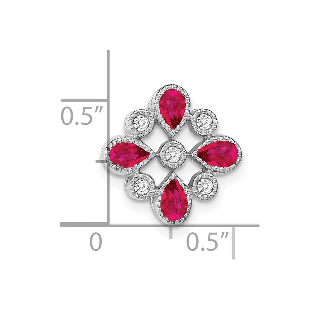 14k White Gold Ruby and Real Diamond Chain Slide