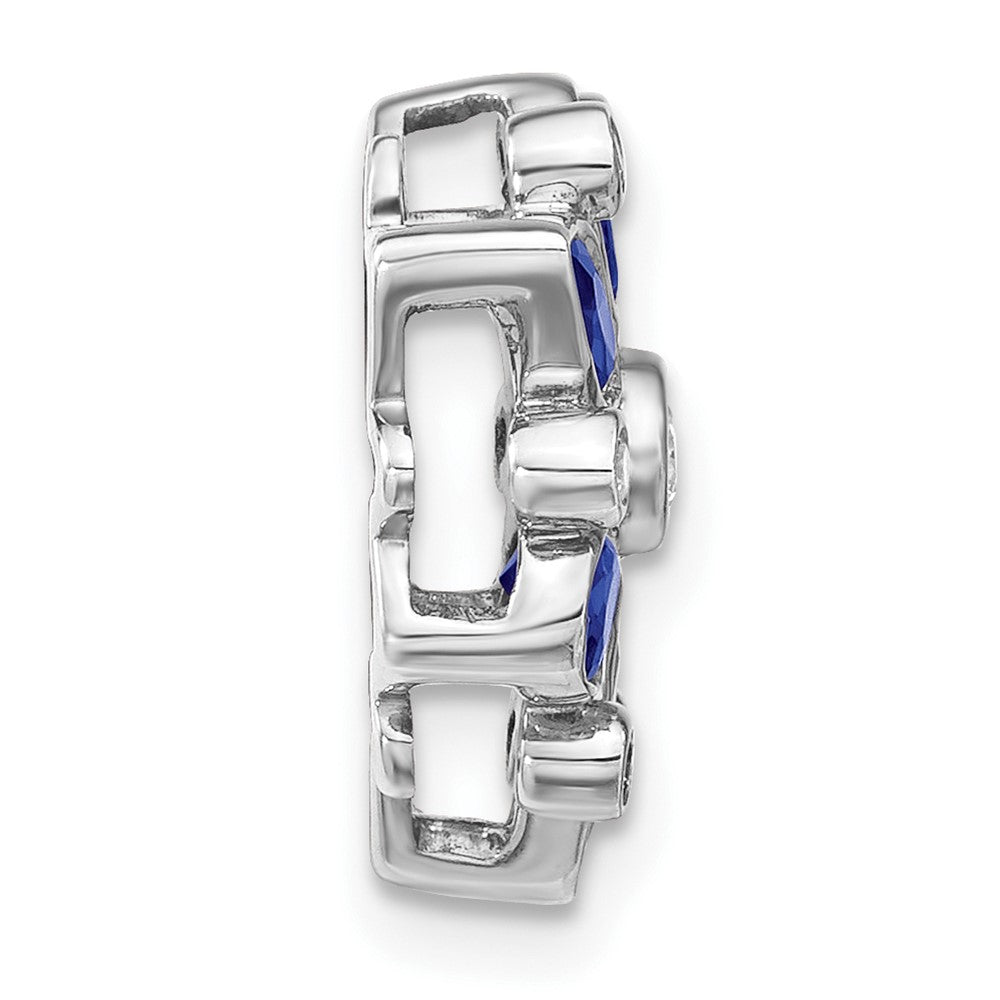 14k White Gold Sapphire and Real Diamond Chain Slide