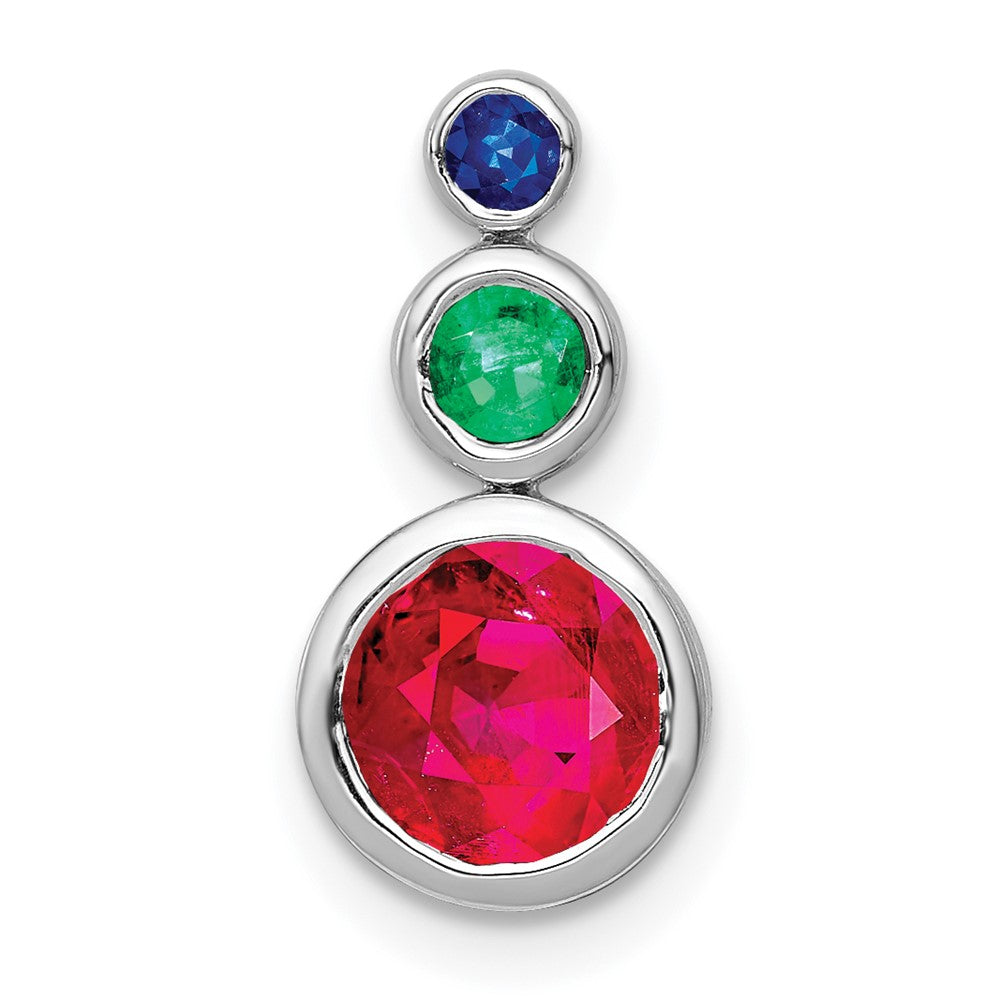 14k white gold ruby emerald and sapphire chain slide pm7221 rse w