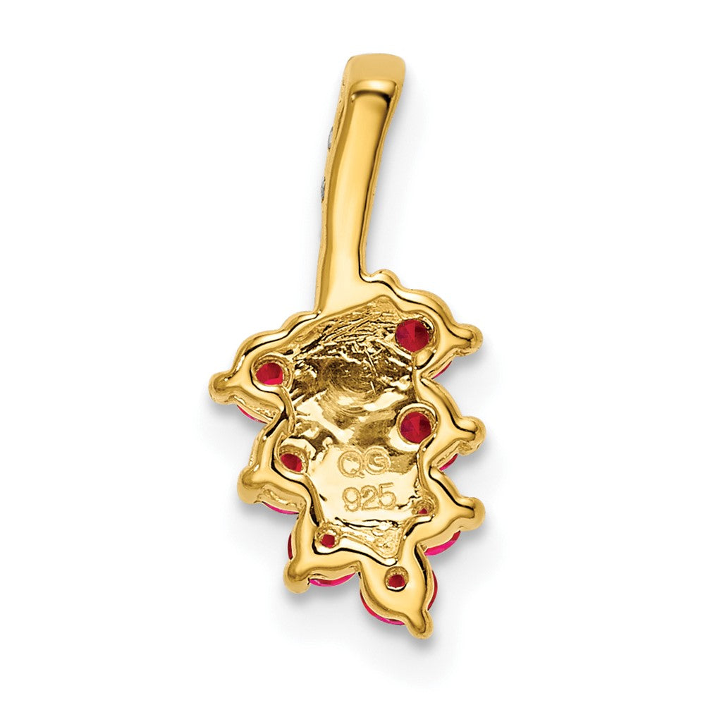 14K Yellow Gold Ruby and Real Diamond Leaf Pendant