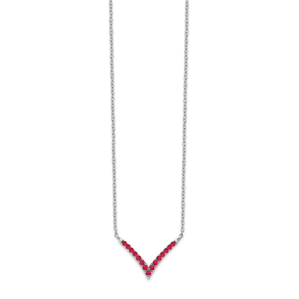 14k White Gold Ruby 18in. V-Necklace