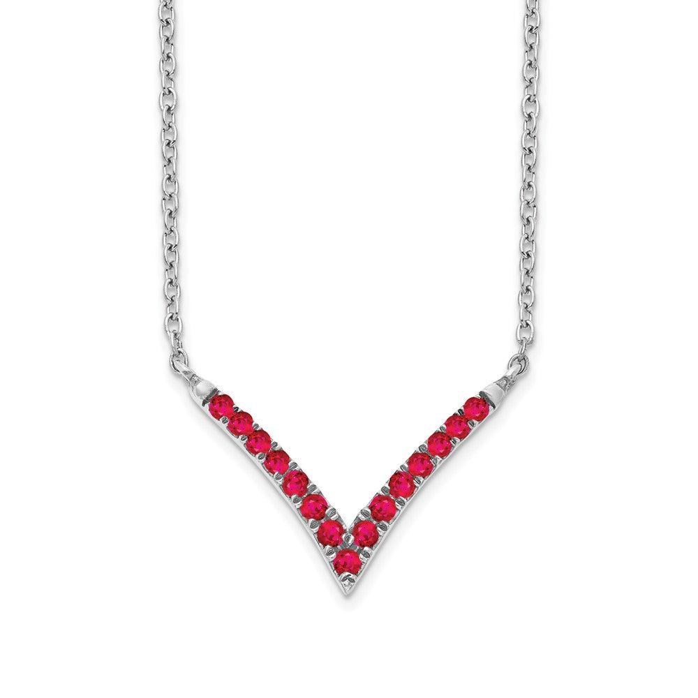 14k White Gold Ruby 18in. V-Necklace