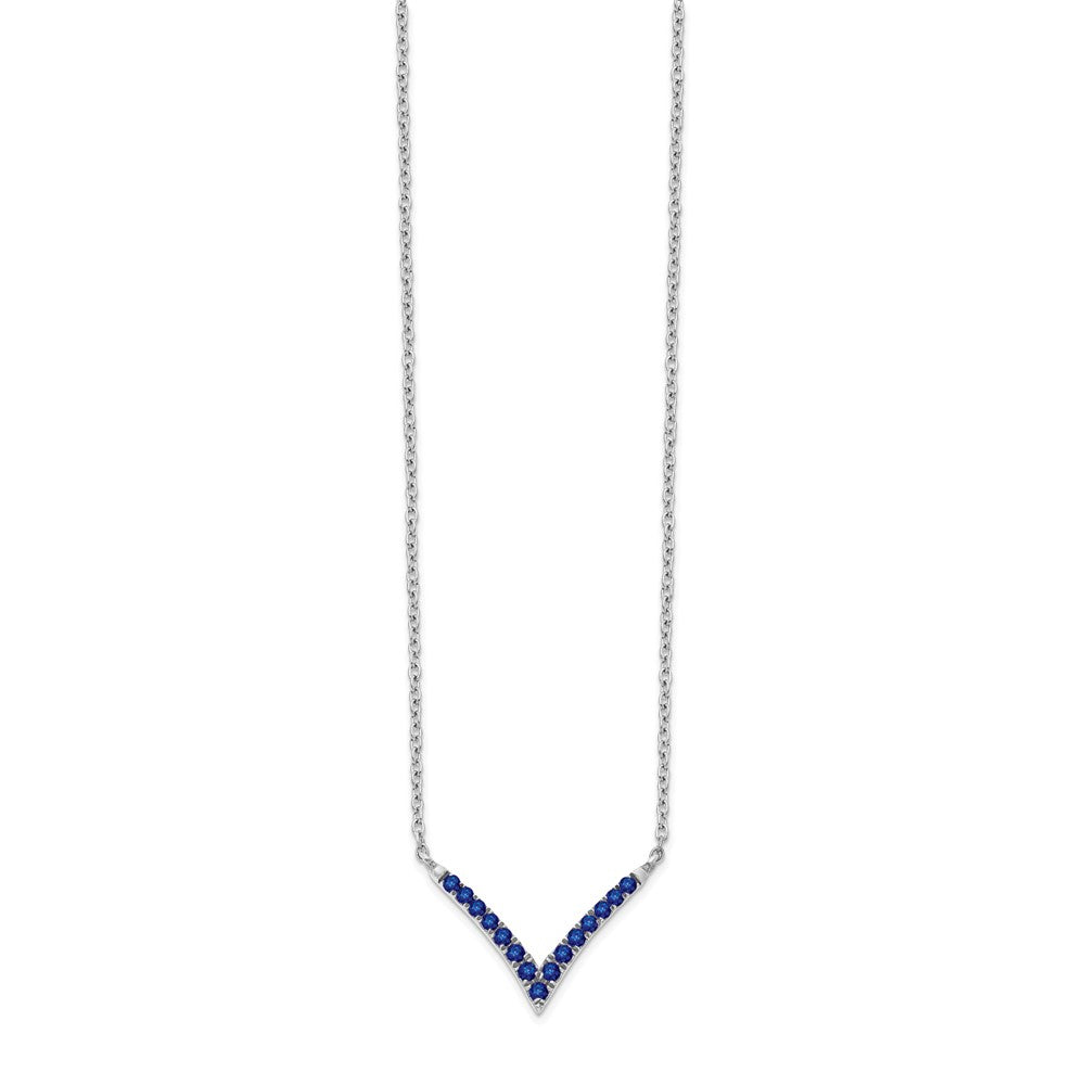 14k White Gold Sapphire 18in. V-Necklace