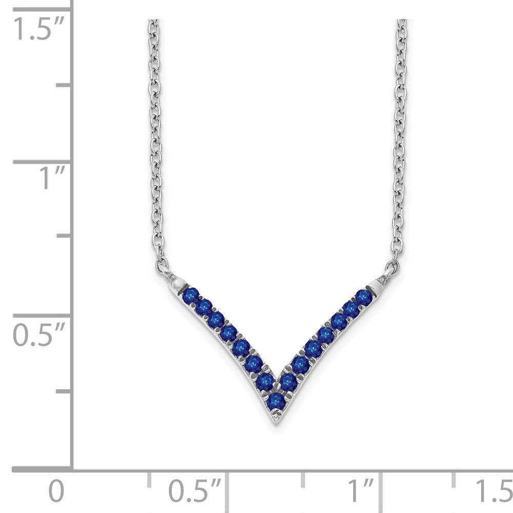 14k White Gold Sapphire 18in. V-Necklace