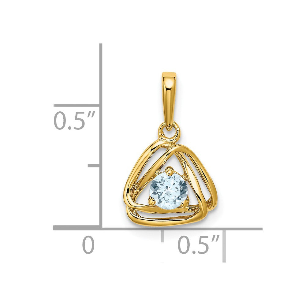 14K Yellow Gold Aquamarine Triangle Pendant