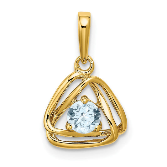 14K Yellow Gold Aquamarine Triangle Pendant