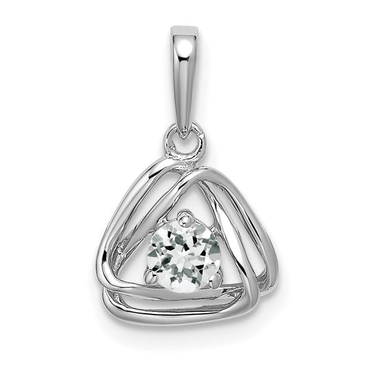 14k White Gold White Topaz Triangle Pendant