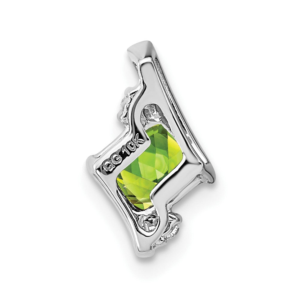 Sterling Silver Antique Cushion Peridot and Real Diamond Pendant