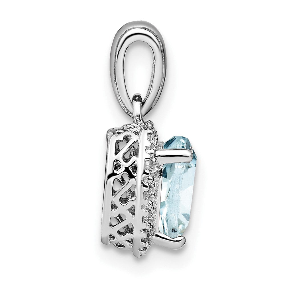 Sterling Silver Aquamarine and Real Diamond Pendant