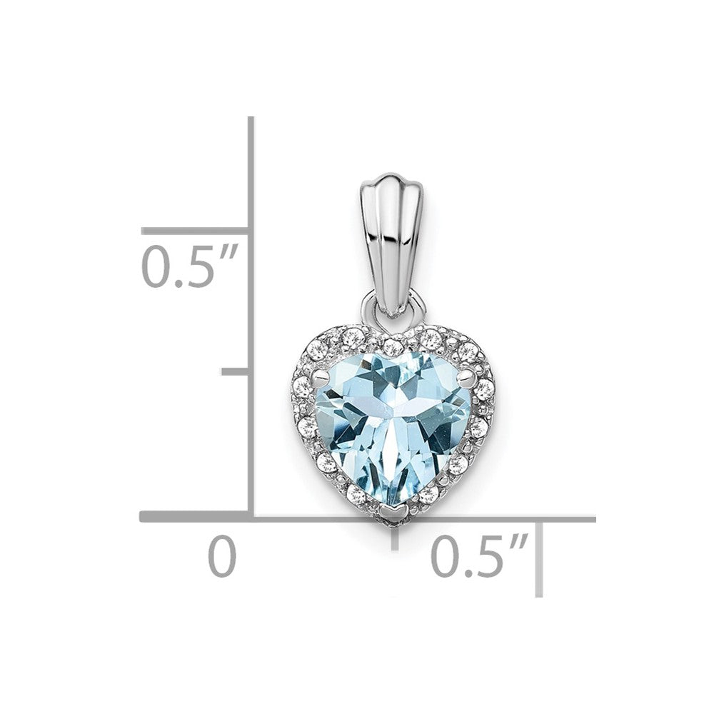 Sterling Silver Aquamarine and Real Diamond Pendant