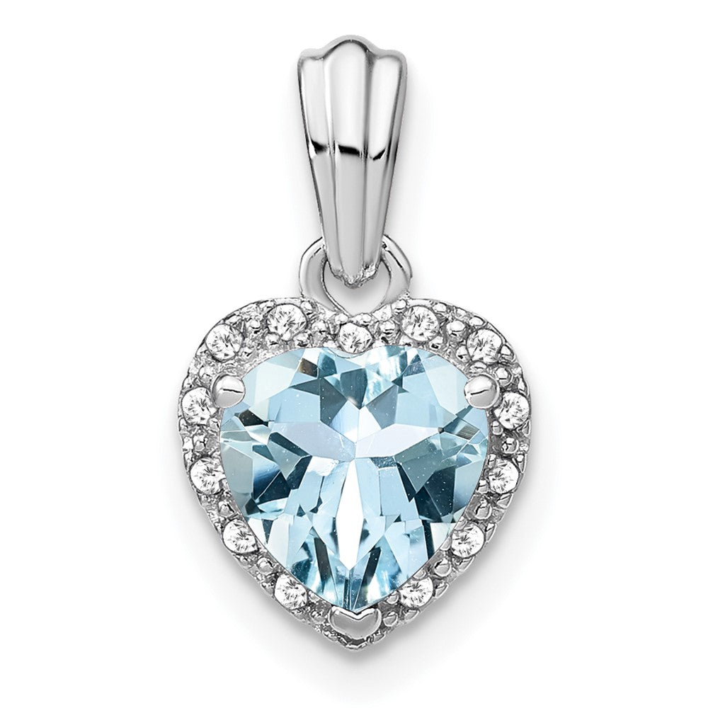 Sterling Silver Aquamarine and Real Diamond Pendant