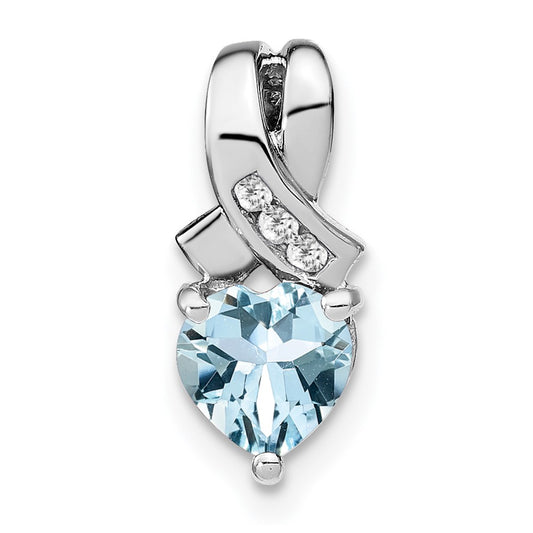 Sterling Silver Aquamarine and Real Diamond Pendant