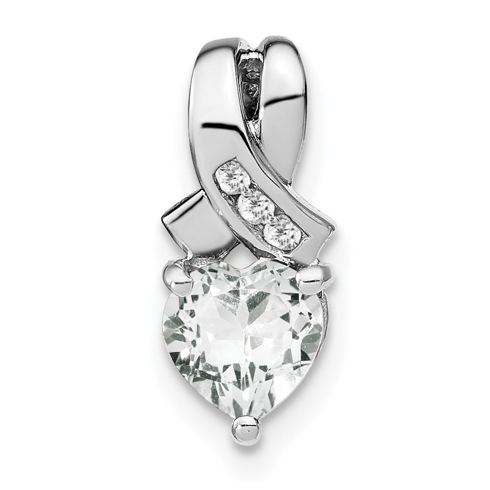 Sterling Silver White Topaz and Real Diamond Pendant