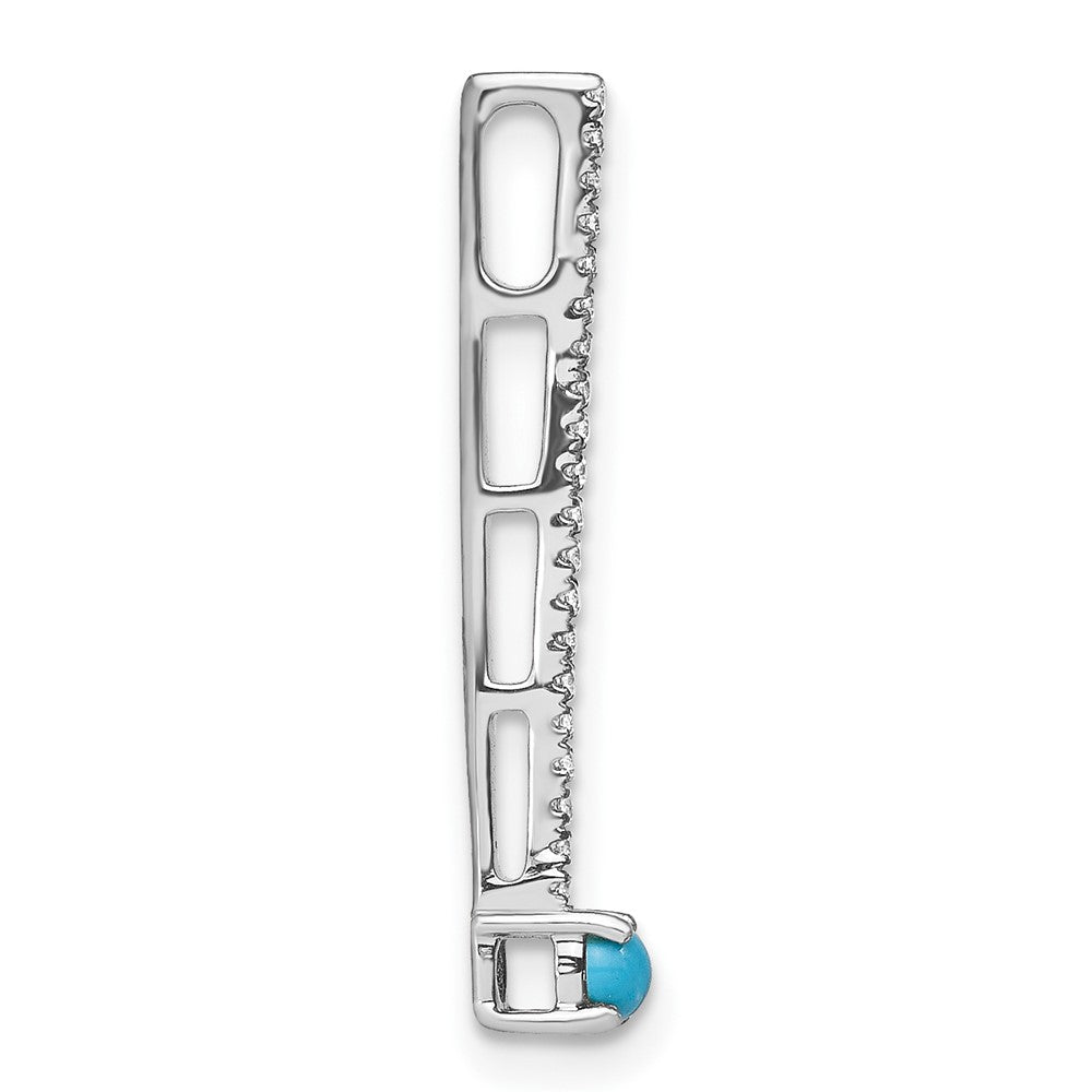 14k White Gold Turquoise and White Topaz Pendant